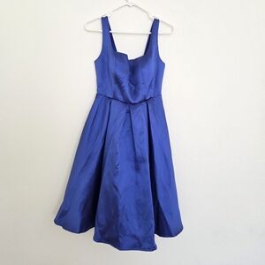 Pin Up Bootique Royal Blue Satin Fit-and-Flare Rockabilly Dress Medium